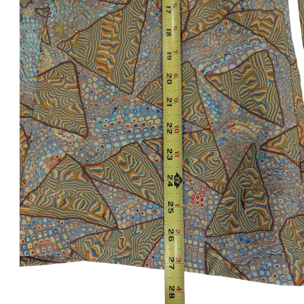 Topaz 70s Retro Geometric Print Button Down Shirt Indie Art Teacher Dopamine M - Picture 3 of 7